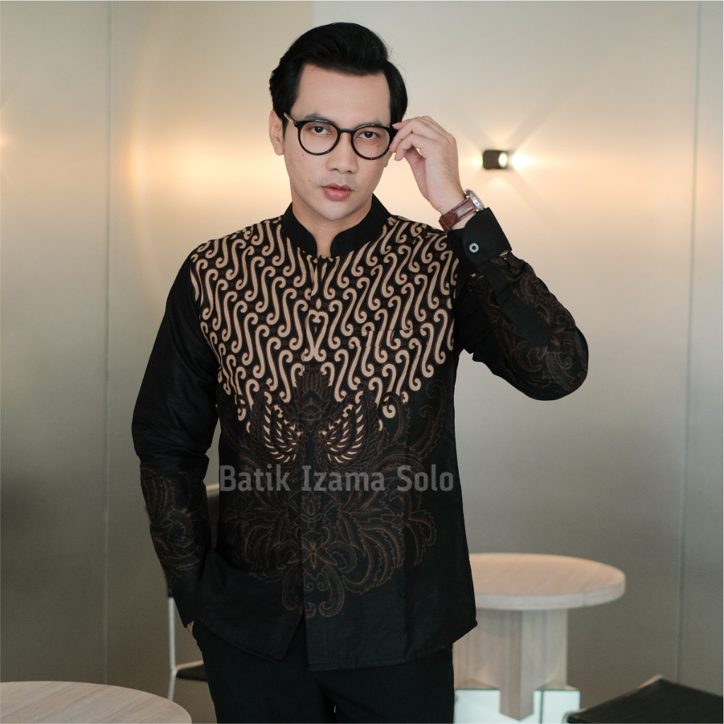 Baju Koko Batik Pria Cowok Premium Lengan Panjang Syamil Furing Erro Kerah Shanghai