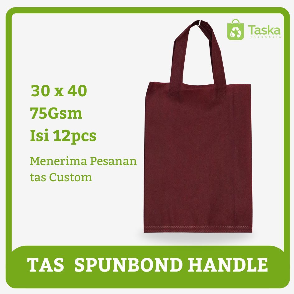 

TAS SPUNBOND HANDLE 30X40 LUSINAN WARNA MERAH MARUN / Tas Belanja Murah / Kantong Belanja