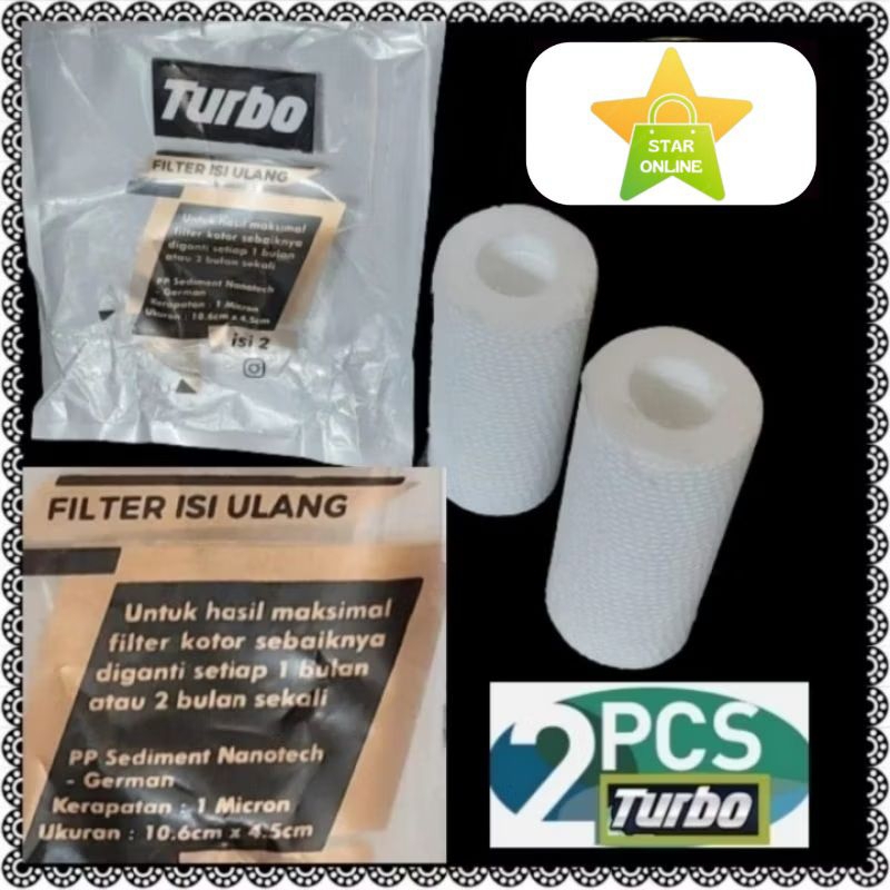 Isi filter air 2 pcs saringan Turbo toren tangki penguin tandon stainless dos profil ps 300/310/380/