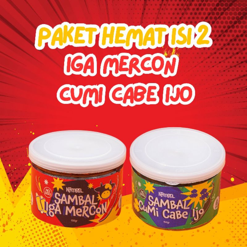 

Nambelin Paket isi 2 Sambal Iga Mercon + Cumi Cabe Ijo