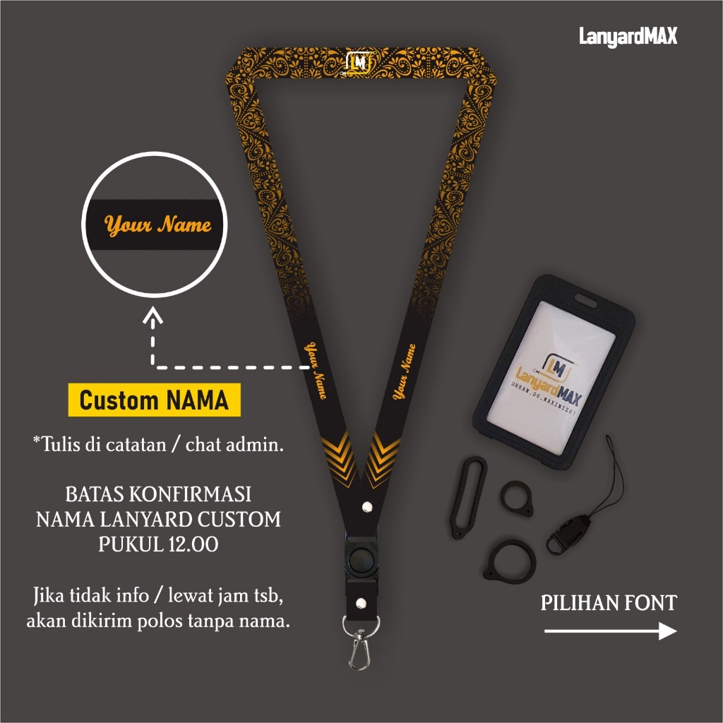 

Lanyard Max Custom Nama Batik Mini Floral 1,5 cm Satuan Gantungan Holder 2 Sisi