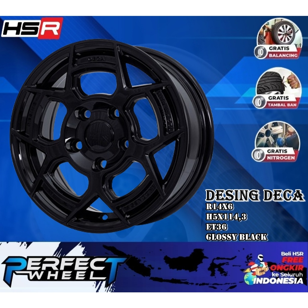 Velg Mobil Grandmax Ring 14 Hsr Desing Deca Baut 5X114,3 Velg Racing Apv Luxio L300