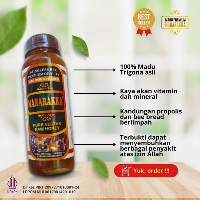 

Madu Premium Trigona Mabarakka Asli 100% /Dinkes Pirt/LPPM MUI/Propolis
