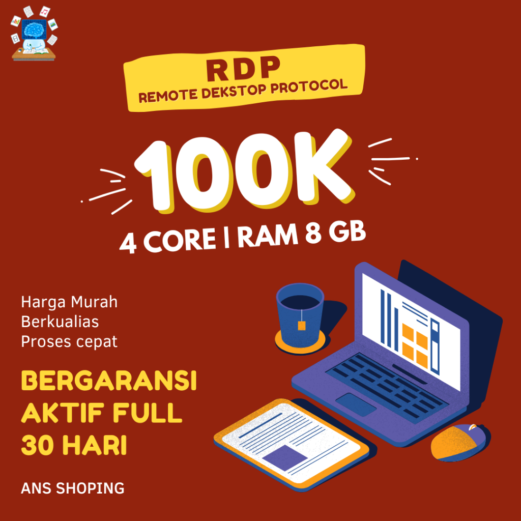 RDP 4 Core I RAM 8 GB | Bergaransi Full