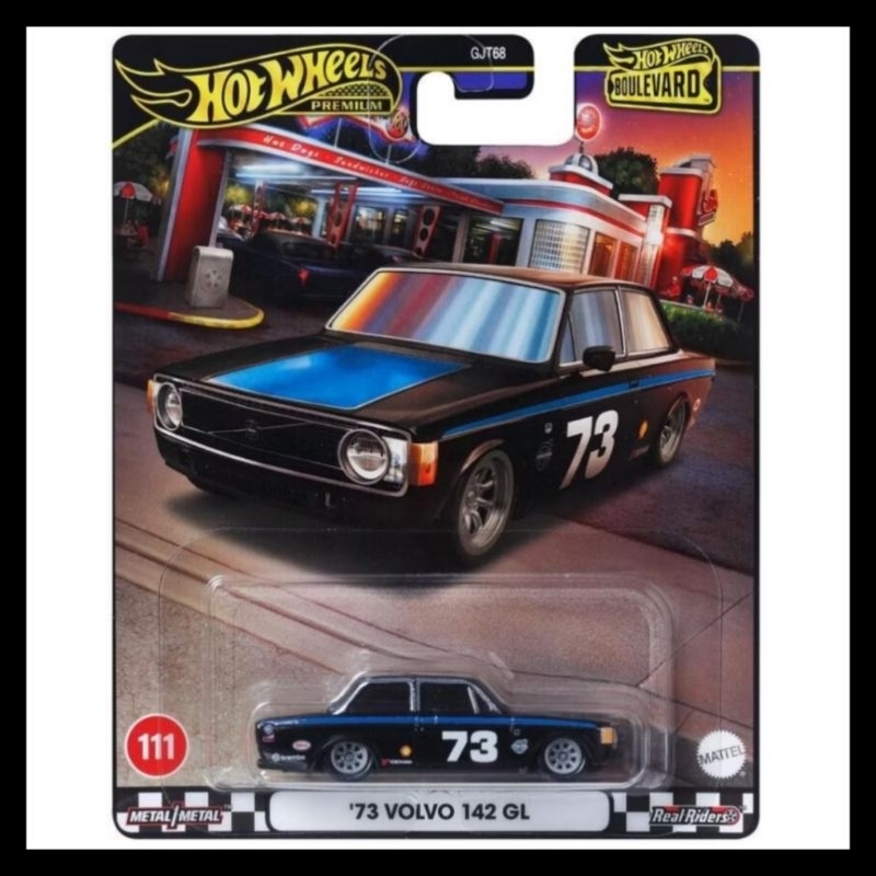 Hotwheels Premium 73 VOLVO 142 GL ban karet warna hitam