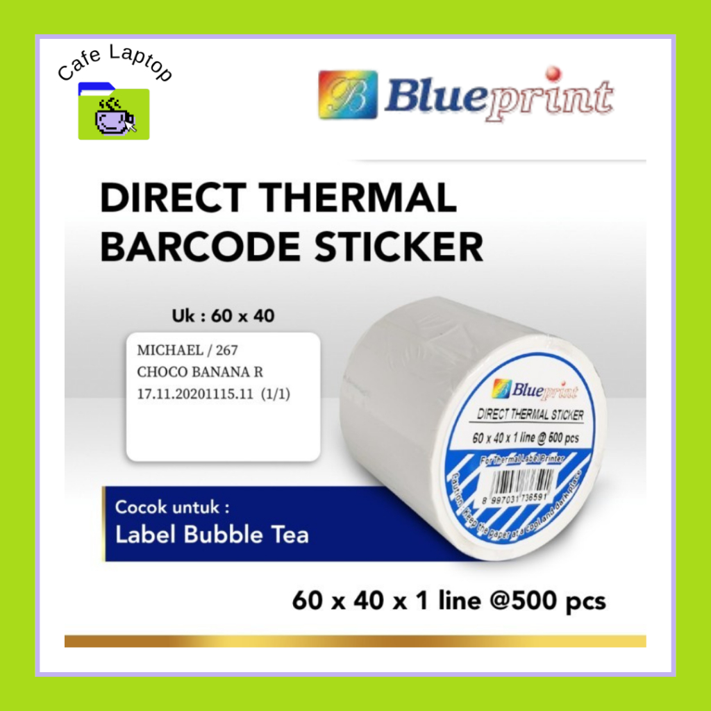 

Direct Thermal Sticker 60 x 40 BLUEPRINT Label Stiker 60x40 mm 1 Roll
