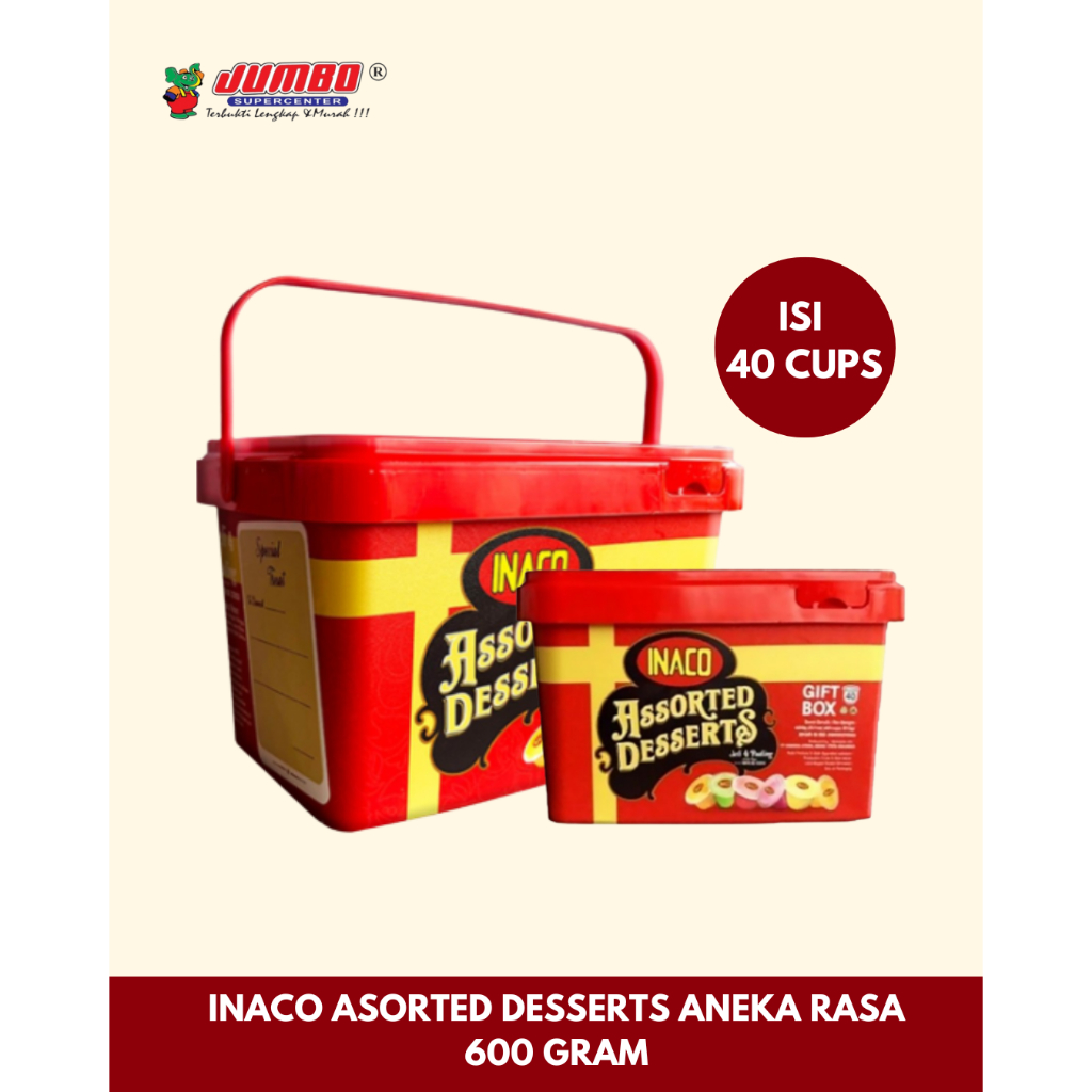 

Jelly Inaco Assorted Desserts Aneka Rasa isi 40 Cups/ Kemasan Toples Kotak/ Cemilan/ Gift Box