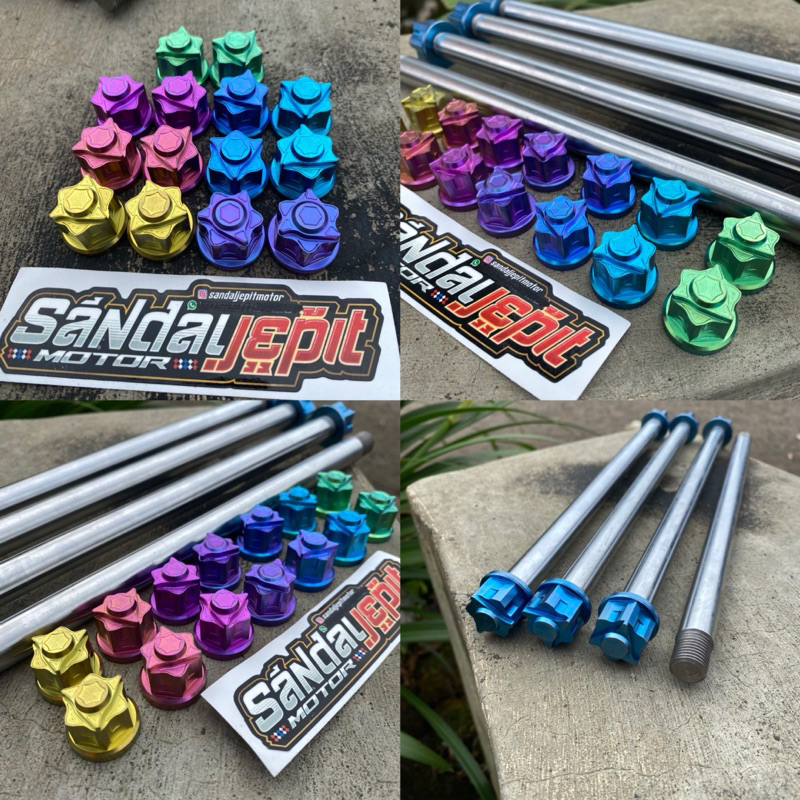 MUR TITANIUM AS RODA DEPAN BELAKANG TENGAH MUR TITANIUM AS RODA BELAKANG MUR TITANIUM AS RODA DEPAN 