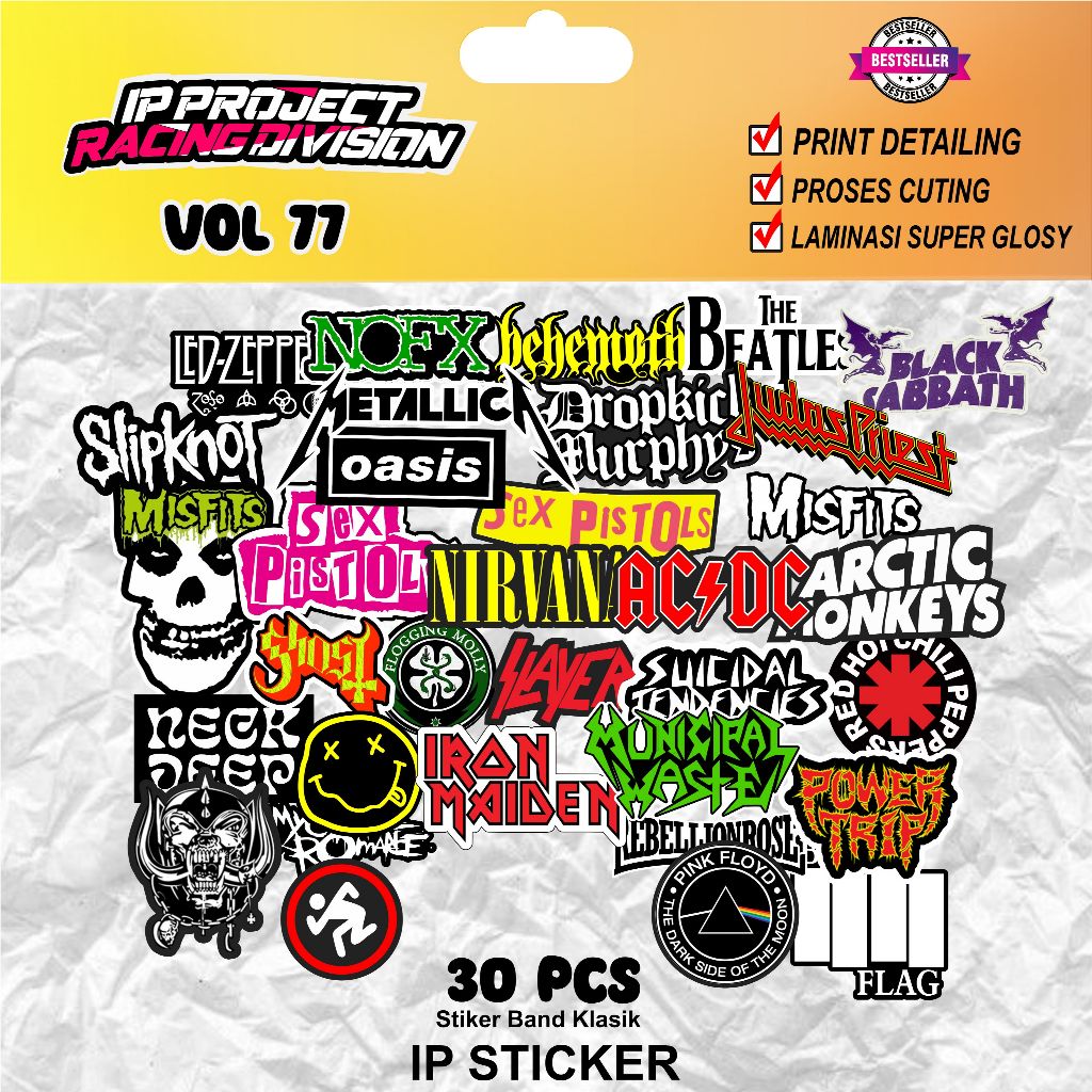 

30 PCS SUDAH PRIN CUT / TINGGAL TEMPEL SUDAH potongan Stiker Band Klasik Rock Band MusicPunk Rock