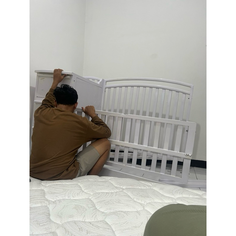 ranjang bayi kayu jati preloved | kasur bayi second | ranjang bayi second