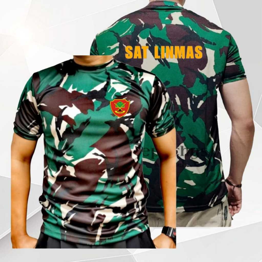 kaos sat linmas loreng dry fit oblong keren lengan pendek