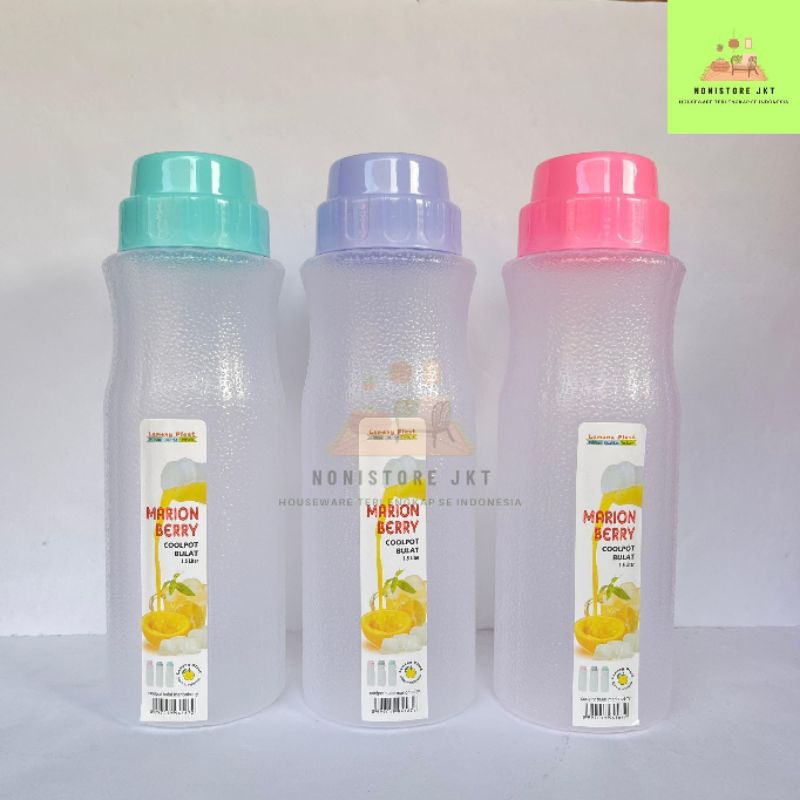 Coolpot Bulat Lemony, Botol Kulkas, Botol Minum 1,5 Liter Plastik, Coolpot Putar, Botol Ulir