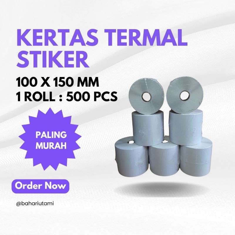 

KERTAS THERMAL STICKER 100x150 MM, ISI 500 PCS