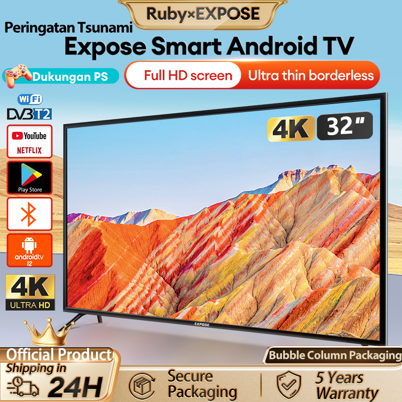 Smart TV 43 inch TV Smart 4K UHD Android 12 TV (32"/43") LED Wifi TV 32 Inch Android TV Murah