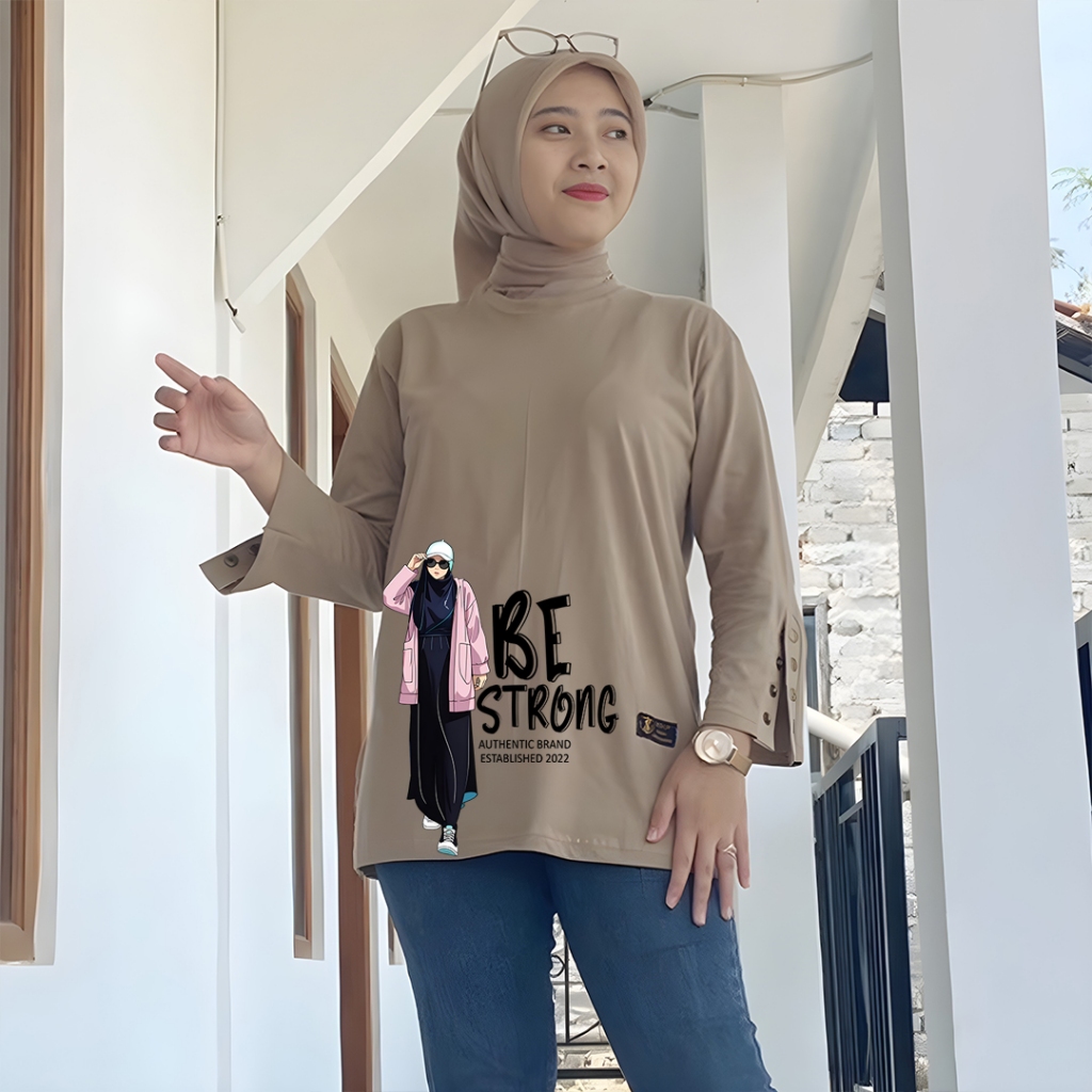 kaos lengan panjang kancing banyak wanita kaos motif lengan panjang wanita kaos inara kancing tangan