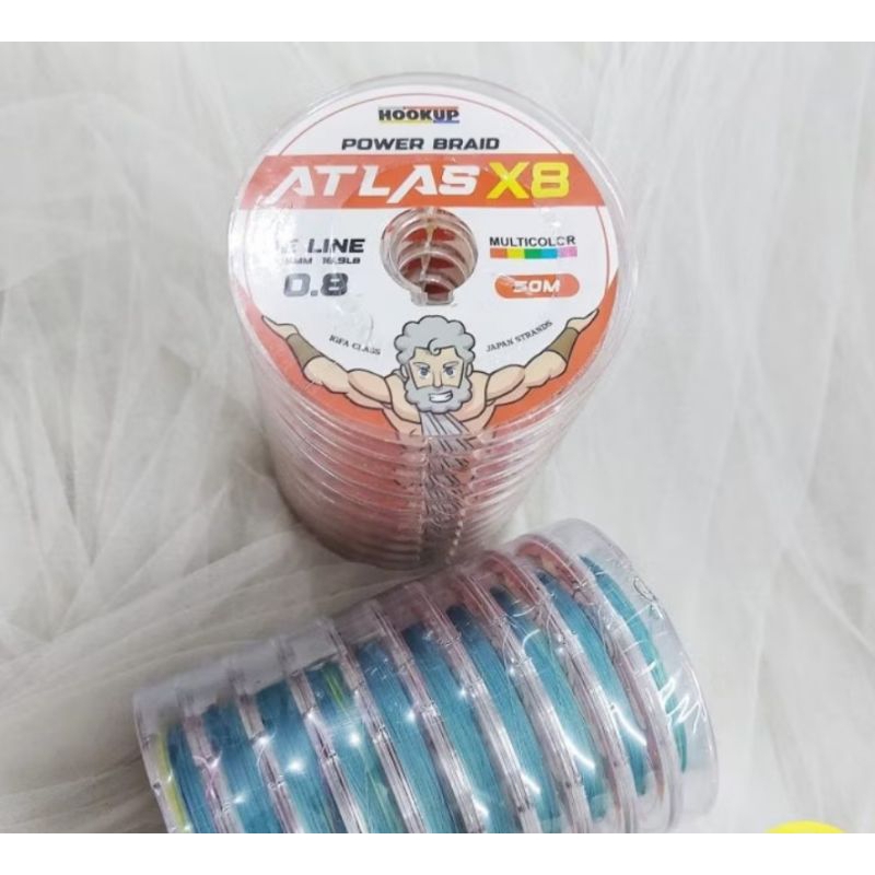 Senar pancing murah  Pe atlas x8 50 meter Multicolour | Pe hook up atlas x8 pe murah | senar pe 50 m