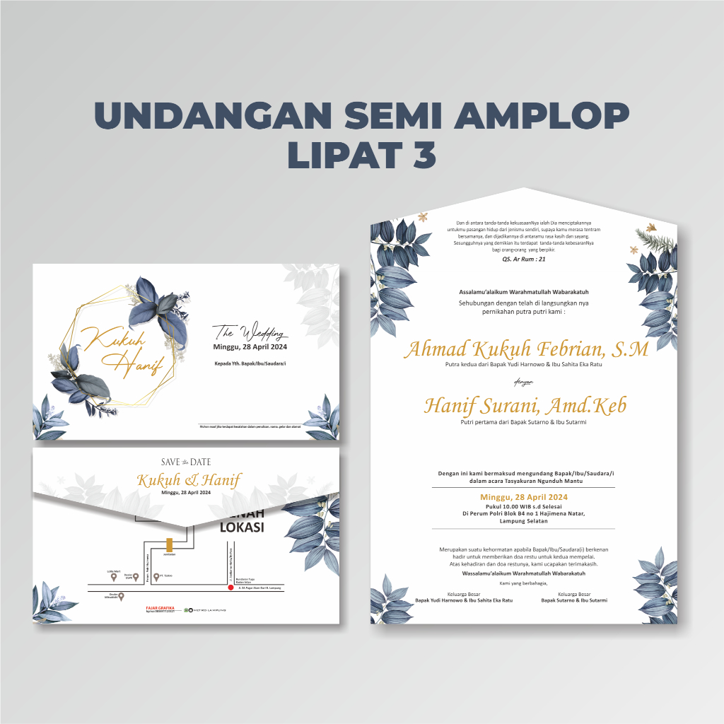 undangan semi amplop motif bunga