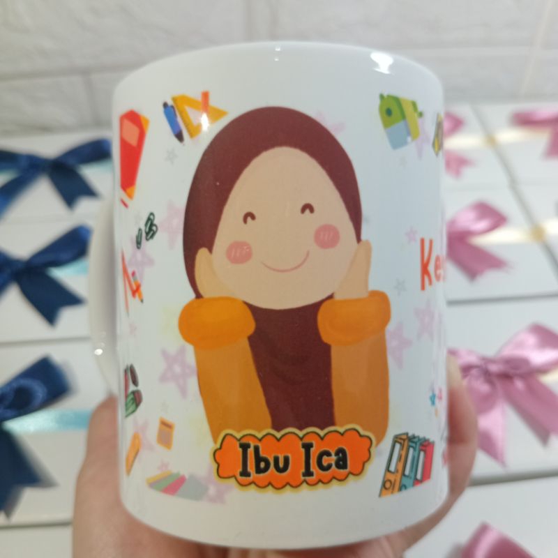 Souvenir mug custom untuk guru /hampers lebaran /hadiah perpisahan guru / kado untuk guru