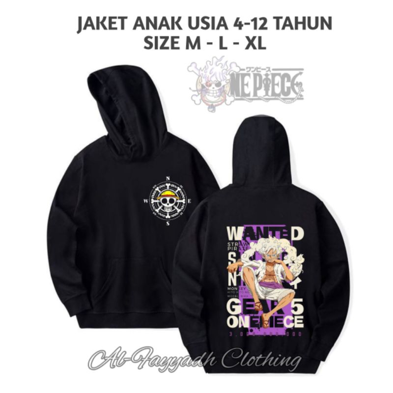 JAKET SWEATER HOODIE ANAK LAKI-LAKI USIA 4-12 TAHUN GAMBAR ANIME ONE PIECE LUFFY ZORO