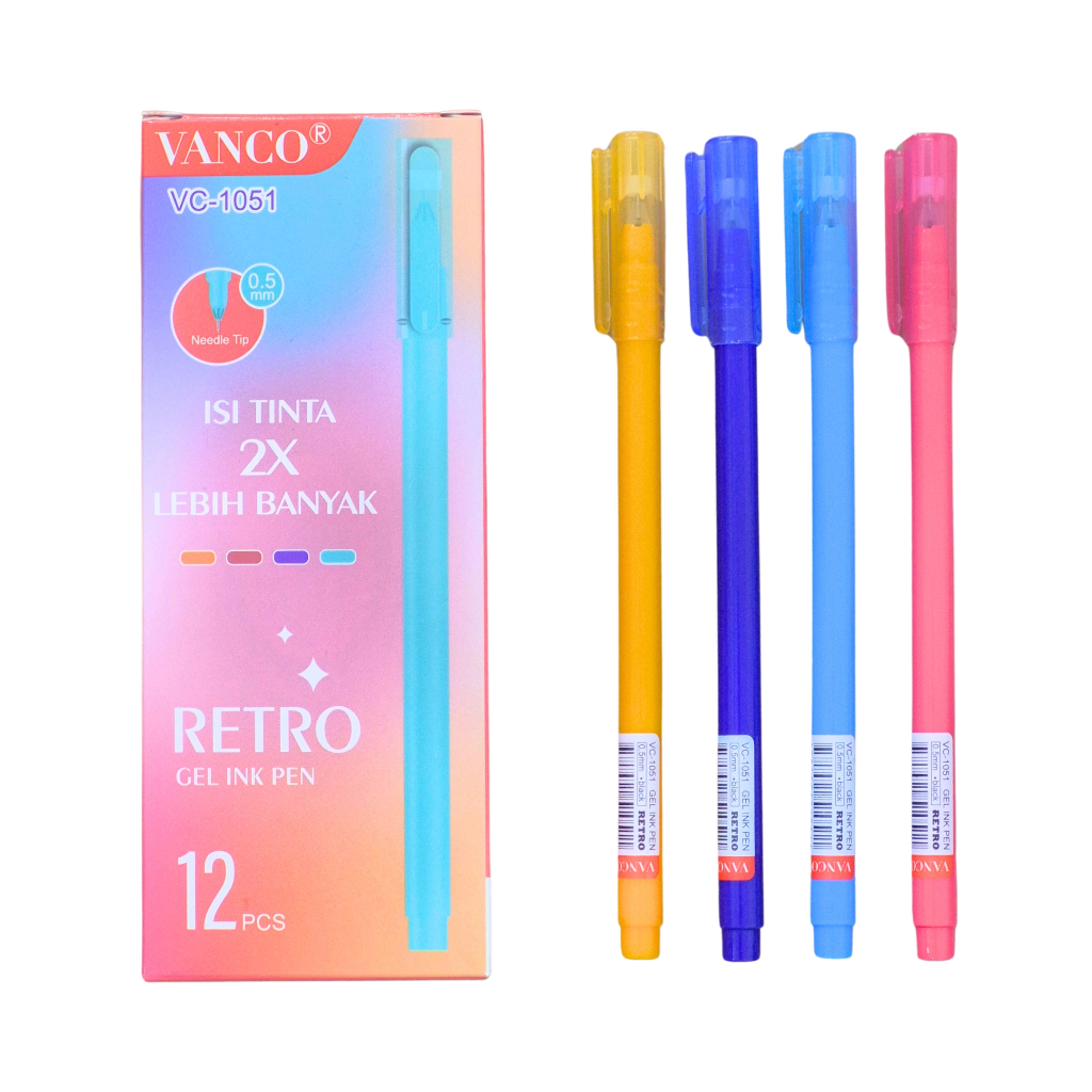 

1 LSN / 12 Pcs Pen Vanco VC-1051 Retro Gel Ink Pen