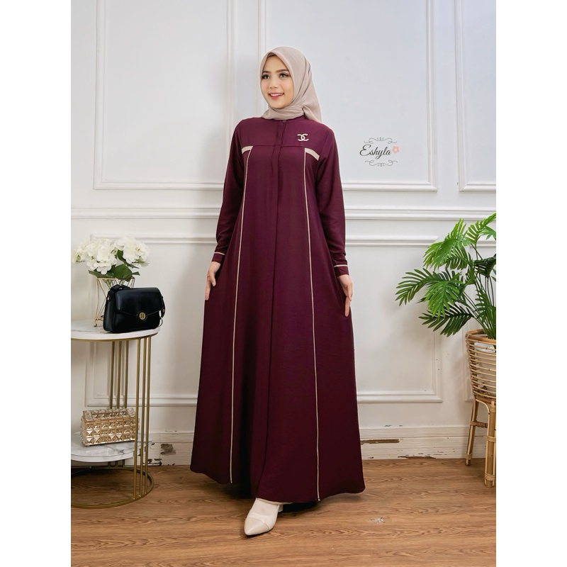 HUMAIRA DRESS By. ESHYLA - GAMIS POLOS SEMI ABAYA LINEN CRINKLE PREMIUM
