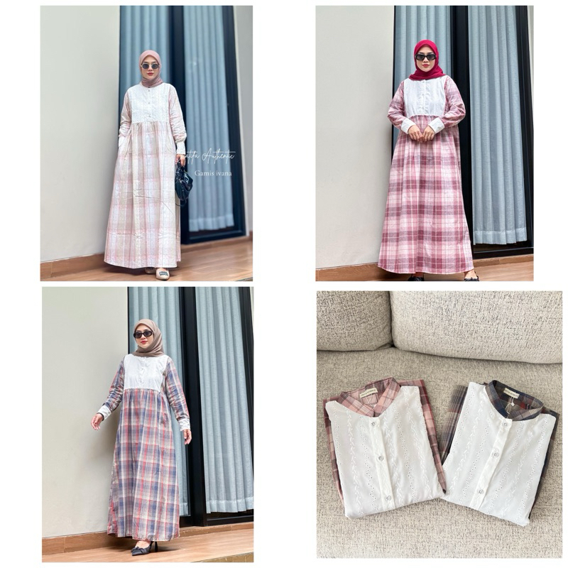 CHATIFA authentic | Gamis Catton Triset dengan Rompi Brukat | Gamis (Dress) ivana Original 100%