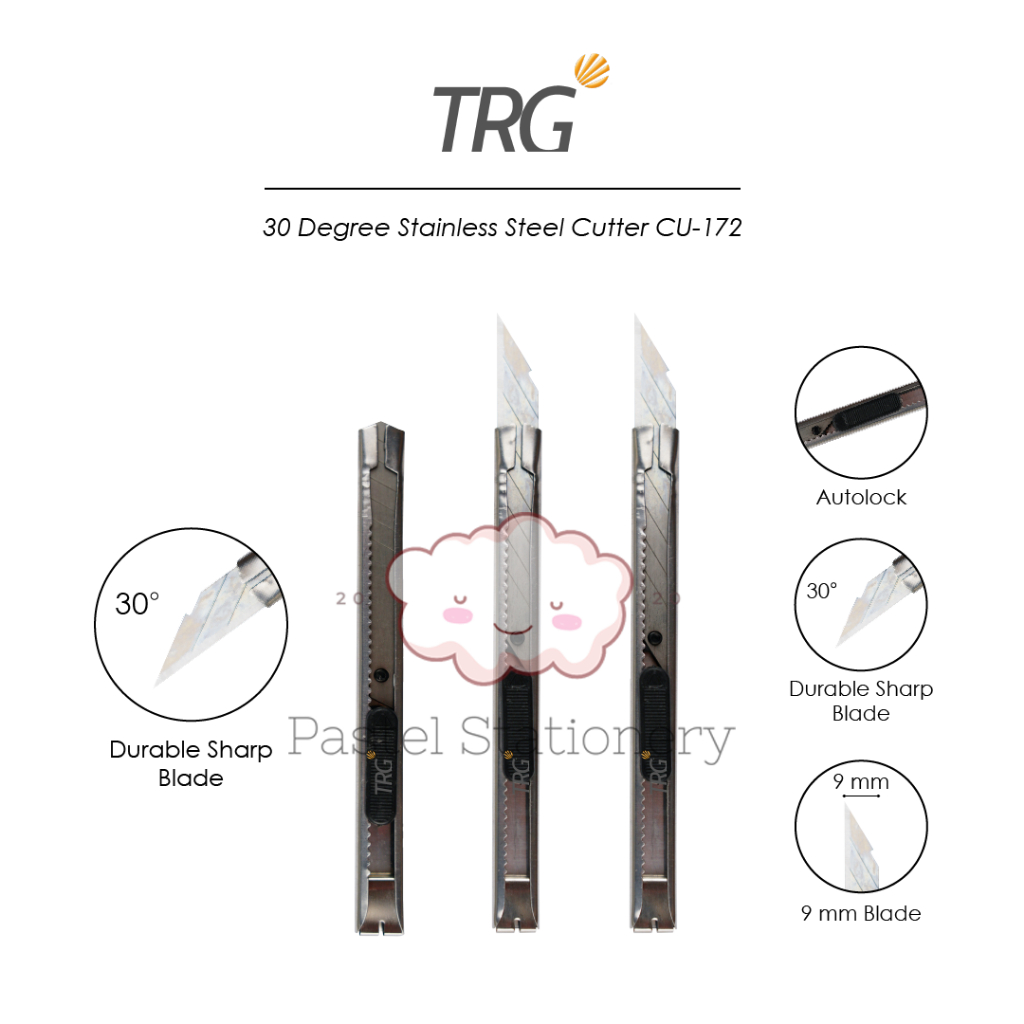 

TRG Stainless Steel Cutter 30 Degree CU-172 - Pemotong Kertas Cuter Besi Tajam 30 Derajat TRG