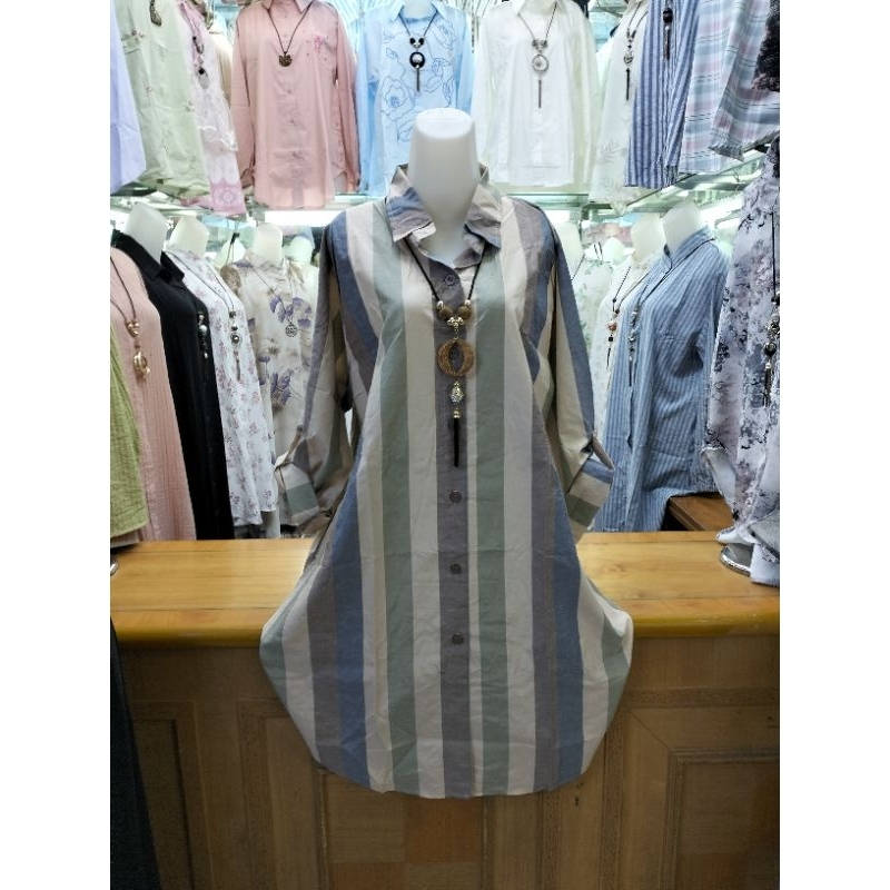 TUNIK JUMBO KATUN MOTIF GARIS GARIS T210
