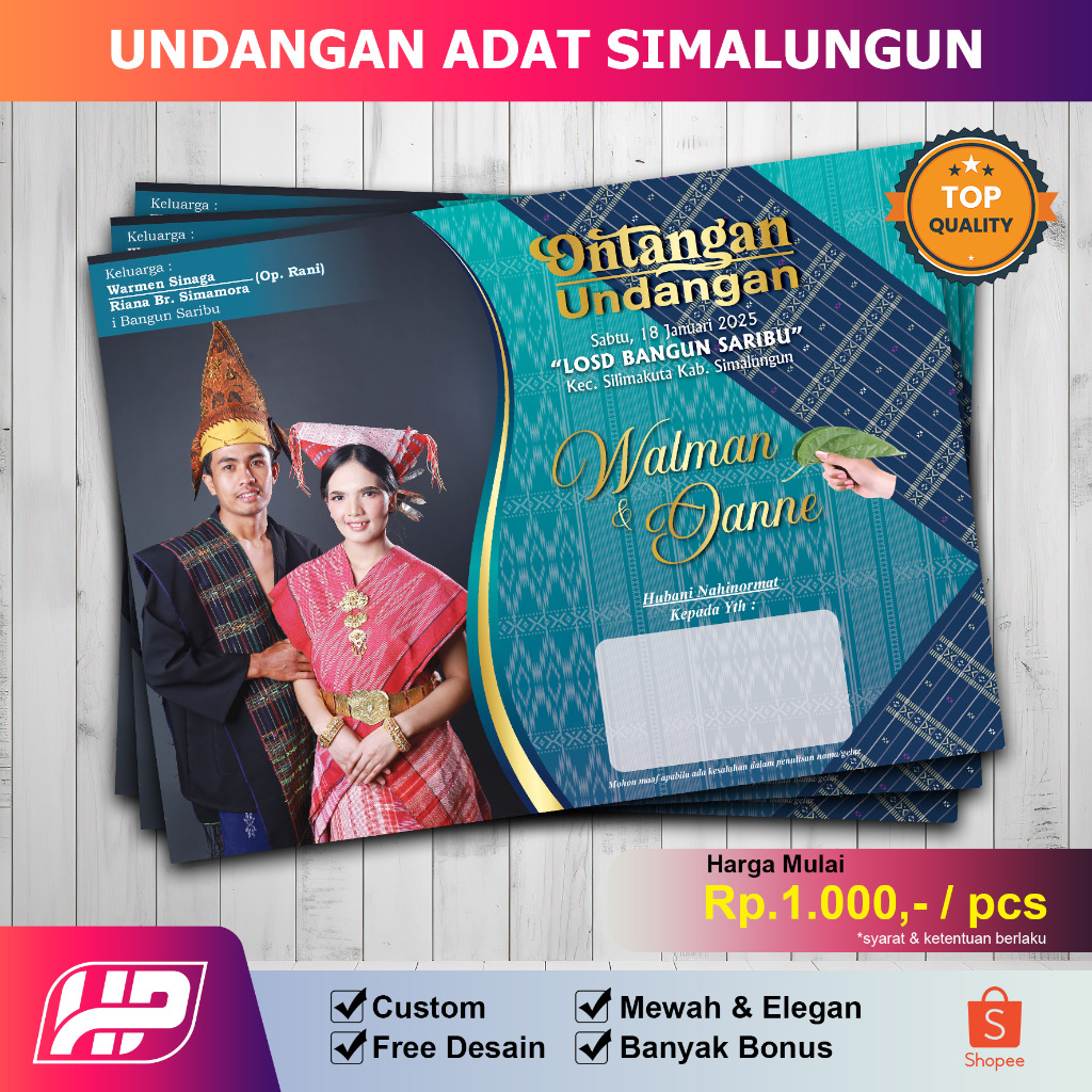 UNDANGAN  ADAT SIMALUNGUN CUSTOM FULL COLOR