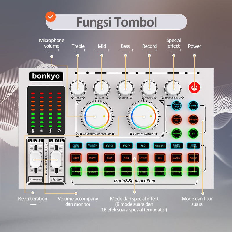 Soundcard F999 Sound card Audio Mixer Bluetooth Live Streaming Karaoke Recording DJ External