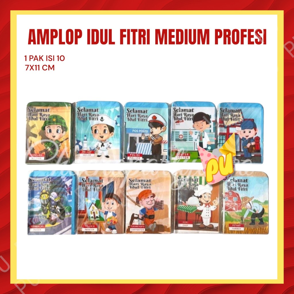

Amplop LEBARAN IDUL FITRI MEDIUM PROFESI Isi 10 / Angpau Idul Fitri Sedang Pekerjaan