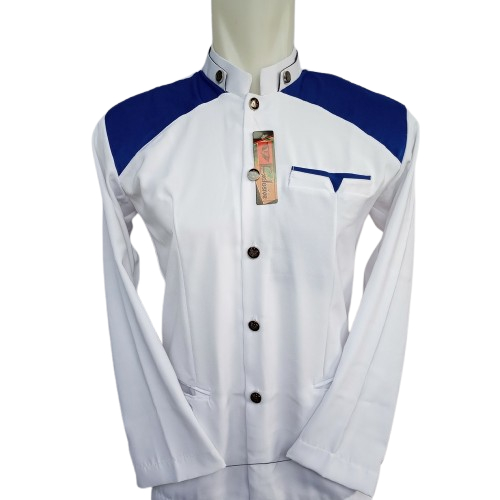 Baju Jasko Putih Kombinasi / Abu Kombinasi Polos Lengan Panjang Koko Dewasa