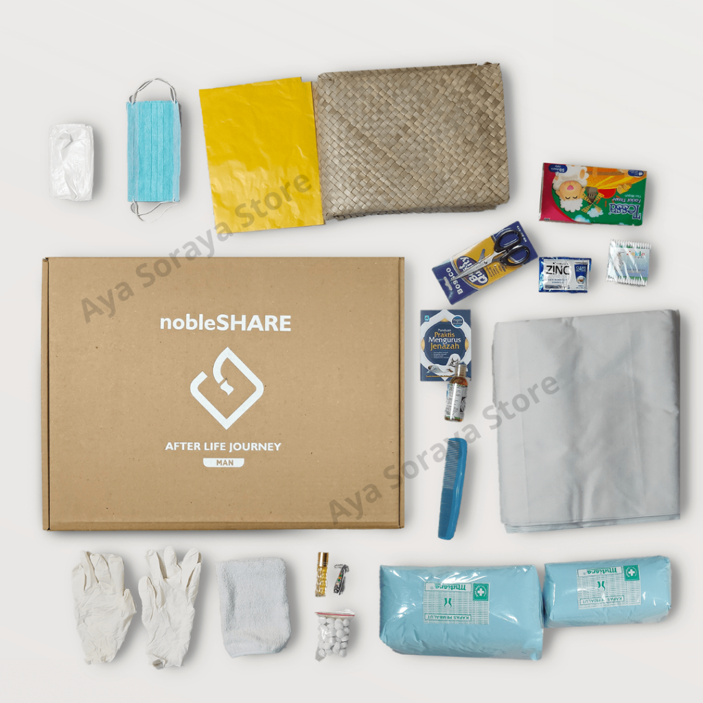 Kain Kafan Jenazah Wanita & Pria Dewasa Premium DARUSSALAM Paket Komplit Perlengkapan Jenazah