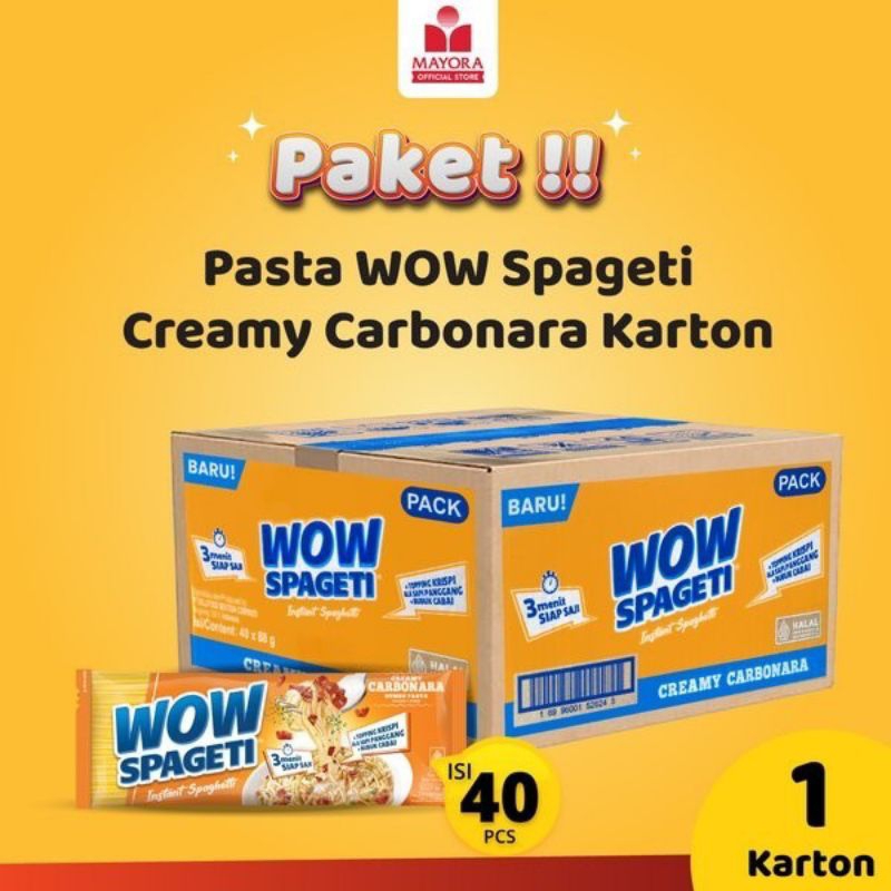 

Wow Spageti Creamy Carbonara 1 karton Isi 40 PCS HARGA PROMO