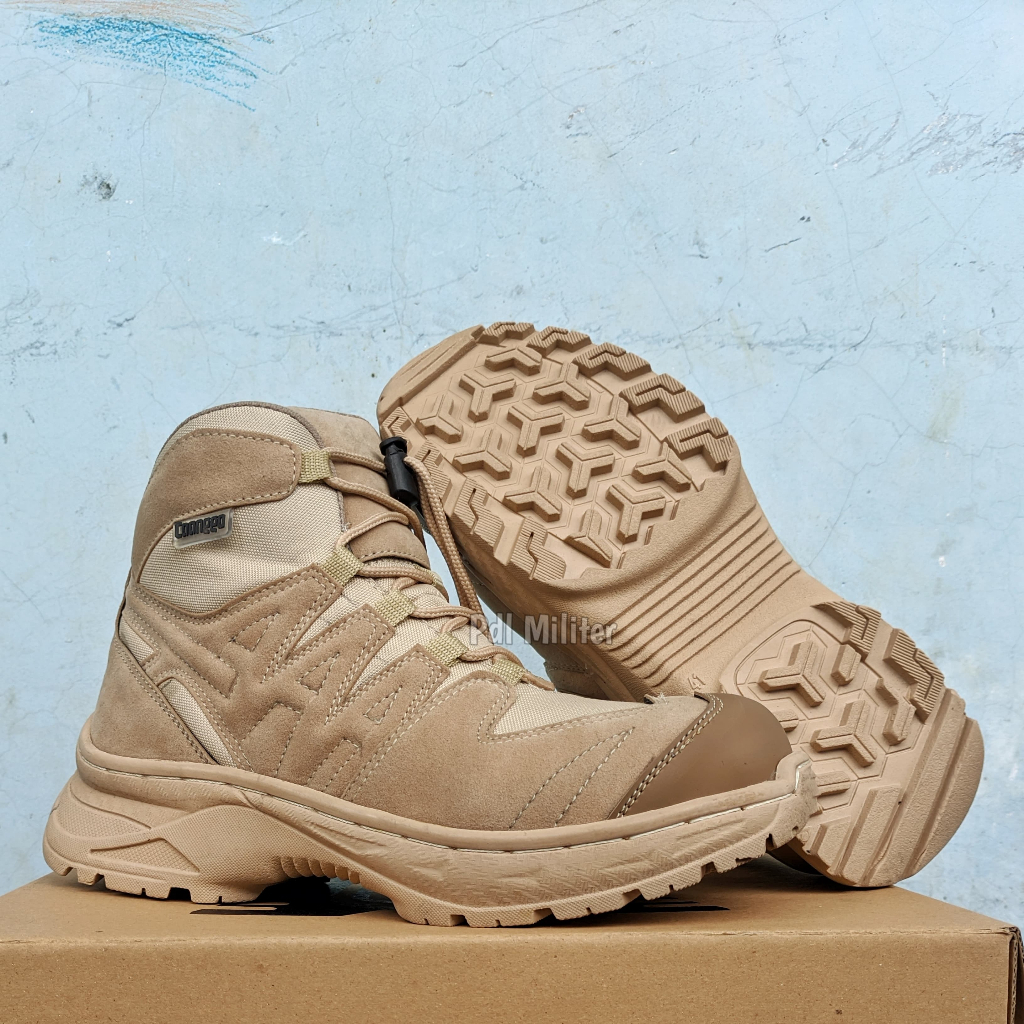 Caanggo tactical gurun Sepatu Boots Tactical Pria Wanita Tinggi 6 Inci Warna Gurun dengan Ritsleting