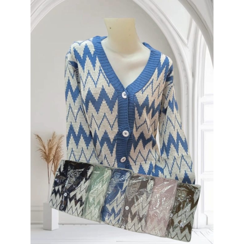 Baju Rajut- Cardigan Rajut - Outer Rajut - Jaket Rajut Wanita Cewek Model Terkini Motif