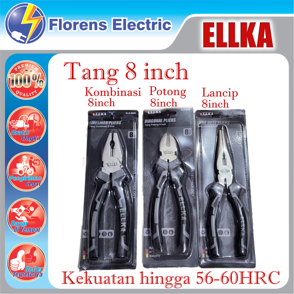 tang 8 inch ELLKA potong kombinasi lancip 8" pliers