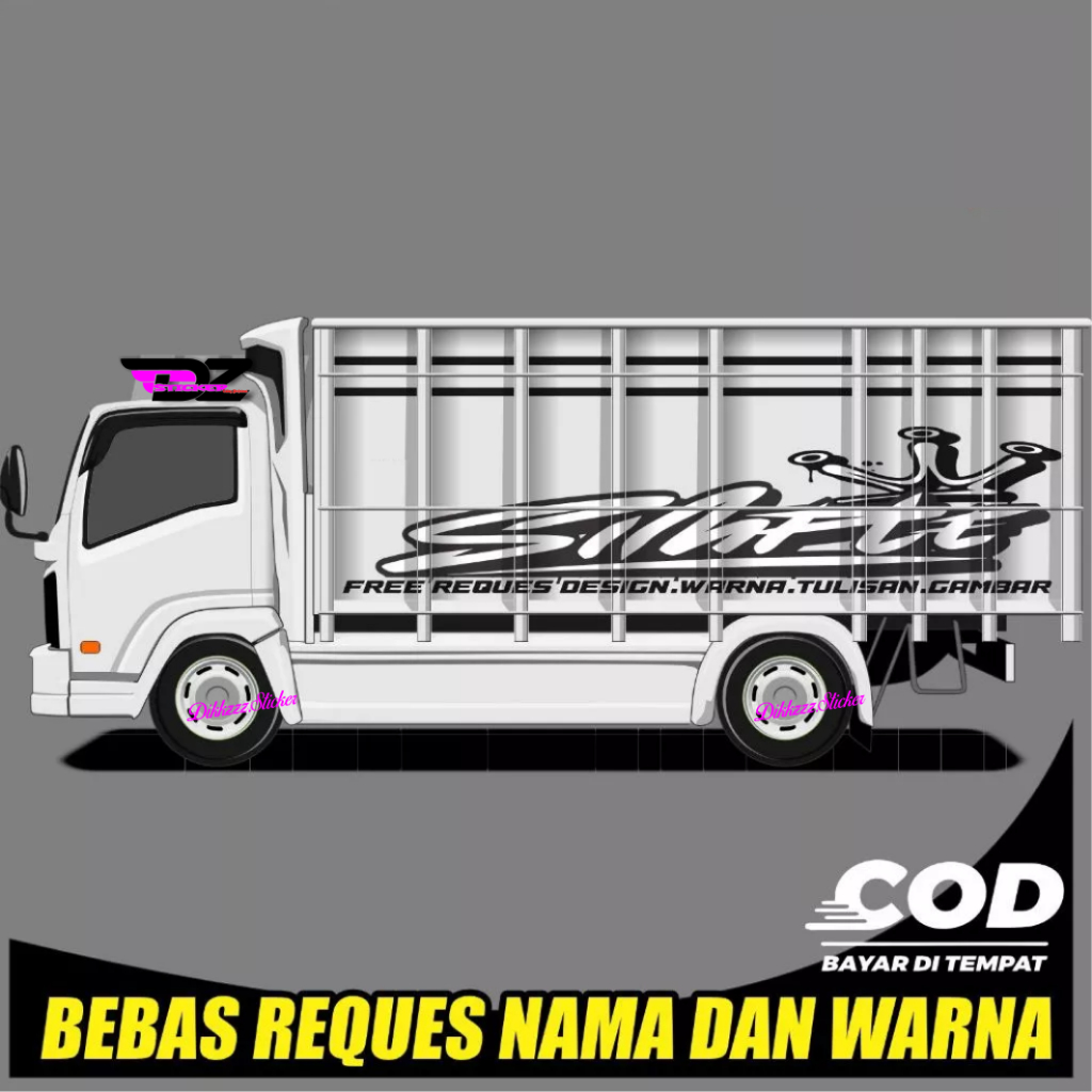 Sticker cutting bak samping mobil truck canter stiker variasi (bisa custom design/nama)