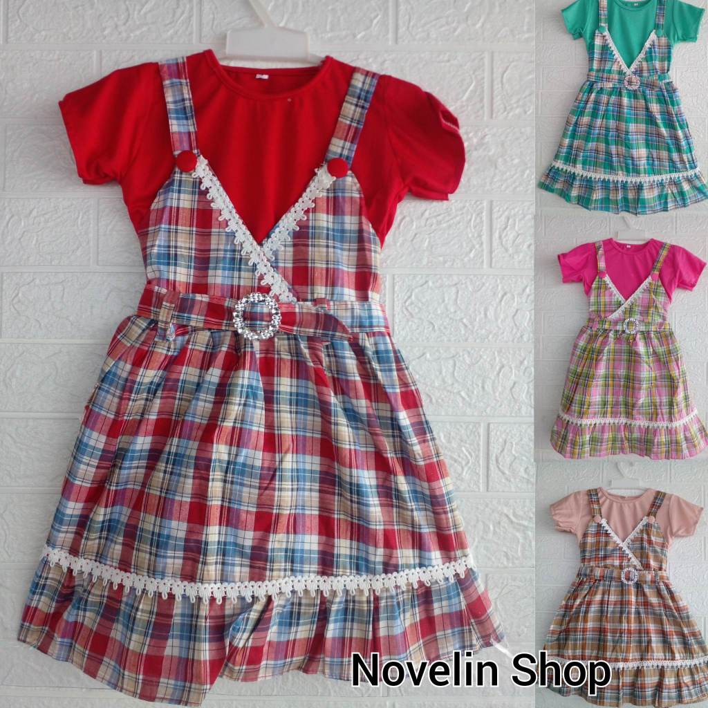 GAUN PESTA DRESS OVERALL ANAK PEREMPUAN 1-7 TAHUN