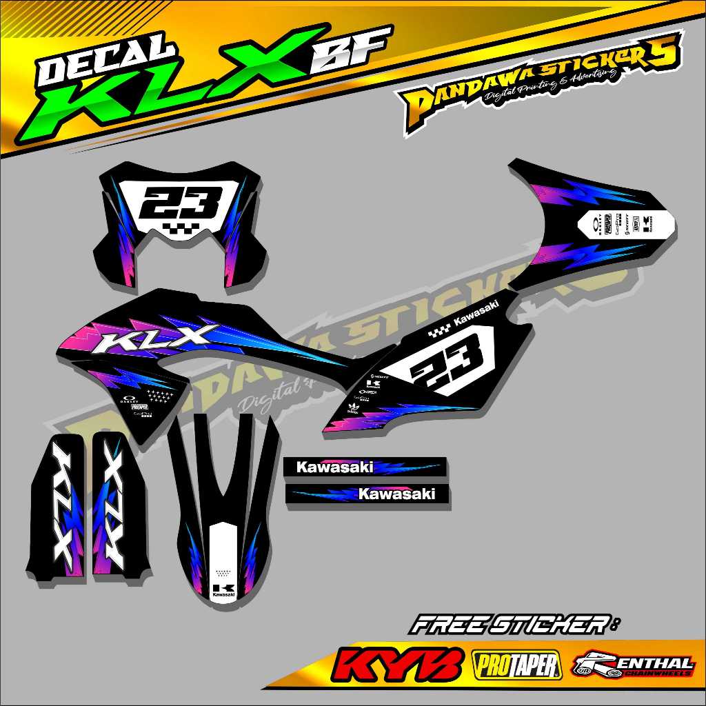 DECAL STICKER KLX BF FULL BODY / DECAL MOTOR KAWASAKI KLX 150 BF SUPER GLOSSY