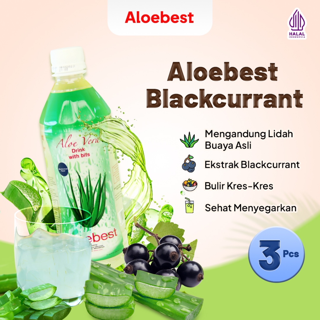 

COCOMAXI Aloebest Minuman Lidah Buaya Rasa Blackcurrant 500 ml - Isi 3 Pcs