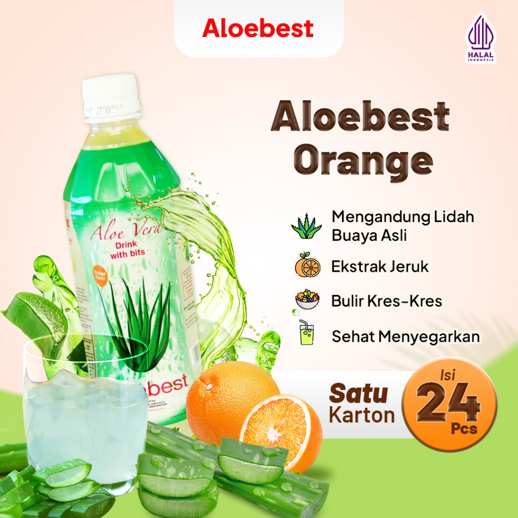 

COCOMAXI Aloebest Minuman Lidah Buaya Rasa Orange 500 ml - Isi 24 Pcs 1 Kardus