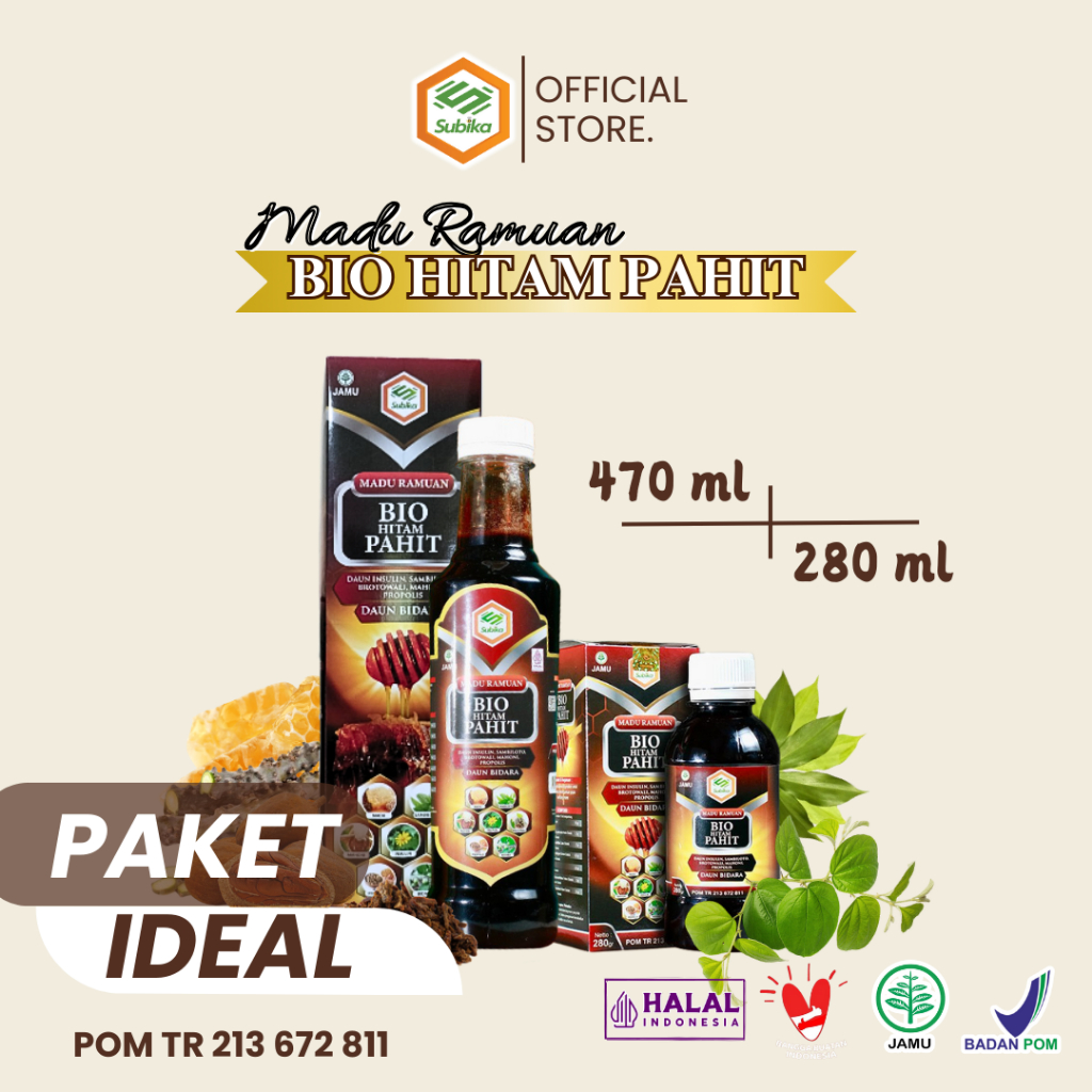 

MADU HITAM PAHIT PLUS PROPOLIS MADU RAMUAN BIO PAHIT 470GR & 280GR | BERKUALITAS MURAH HALAL BPOM