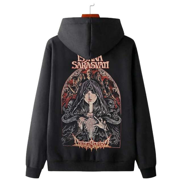Sweater Hoodie Deadsquad x Isyana Sarasvati Hoodie Casual Unisex Bahan Black Cotton Fleece | ZIPPER 