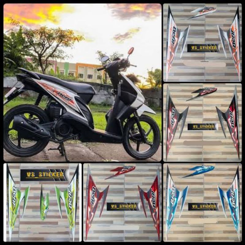 striping sticker Lis standar motor Honda Beat Karbu 2012 hitam putih