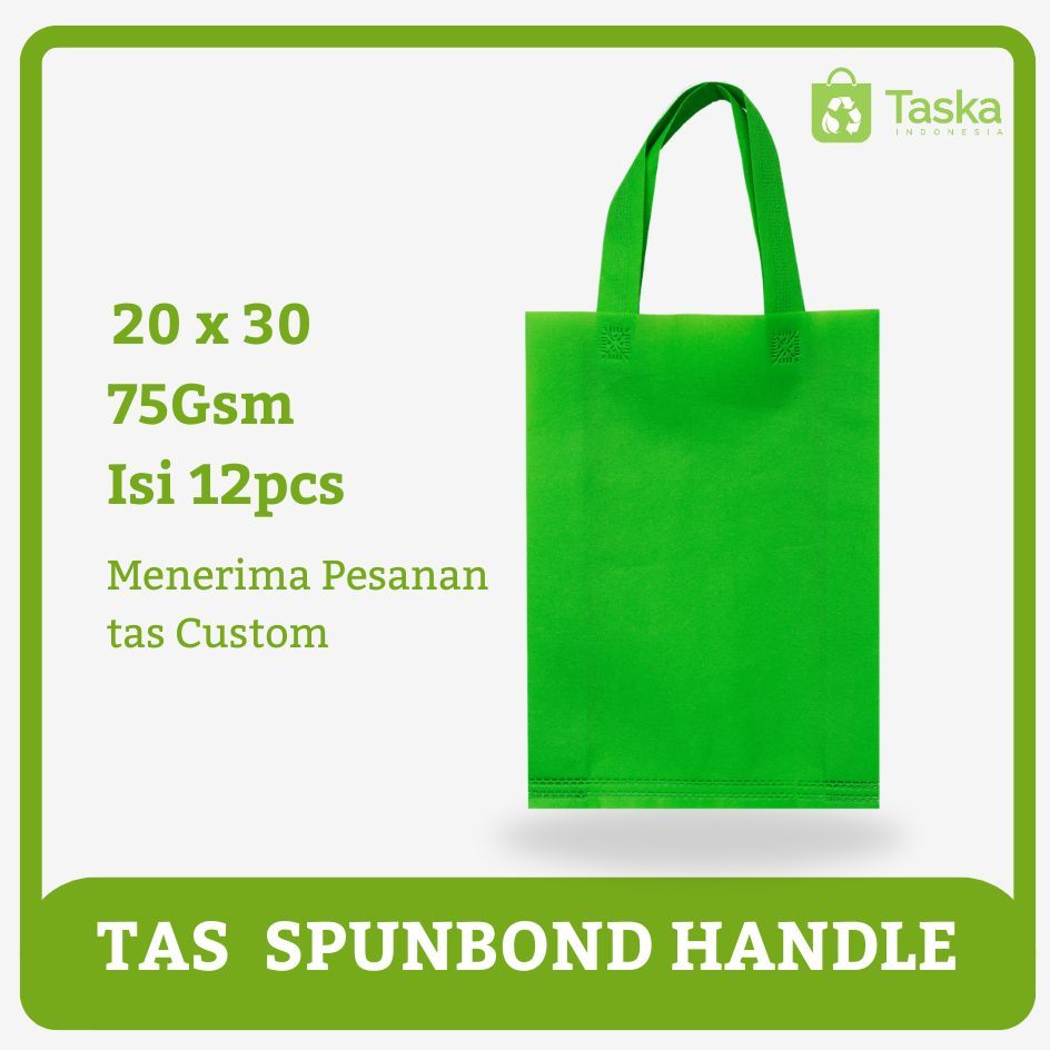 

TAS SPUNBOND HANDLE 20x30 LUSINAN WARNA HIJAU MUDA / Tas Belanja Murah / Kantong Belanja