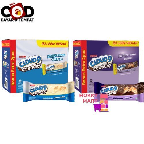 

( HOKKY ) CLOUD 9 Crunchy Wafer Bar Coklat Vanila Renyah 336 gr 1 box 24 pcs Jack & Jill Wafle Waffer Biskuit Renyah Snack Cemilan Anak