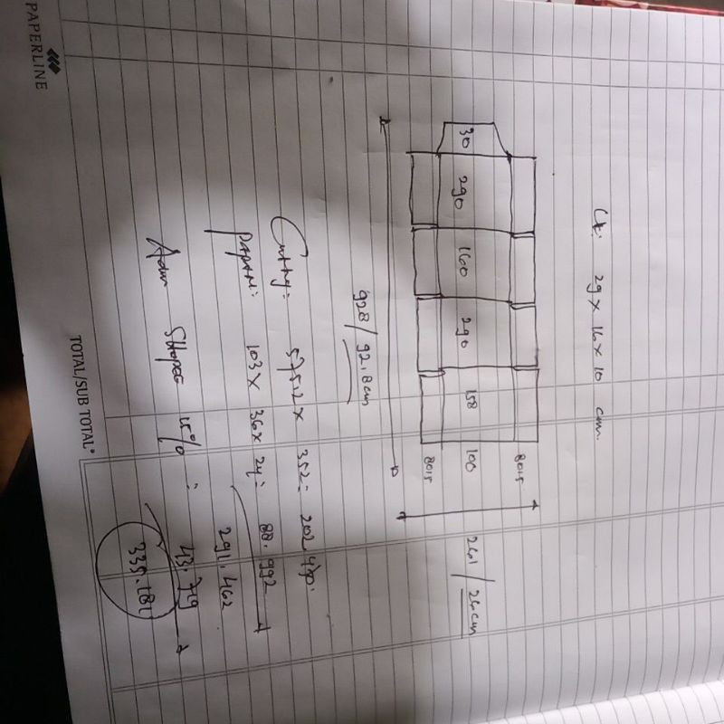 

pisaupond kardus custom ukuran 29x16x10cm
