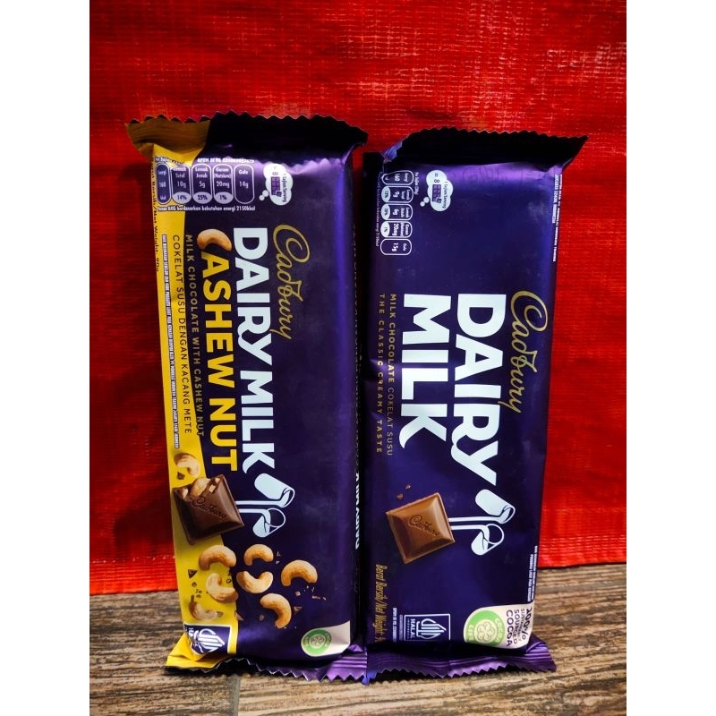 

Cadbury Dairy Milk cokelat batang 90gram Milk/Cashew