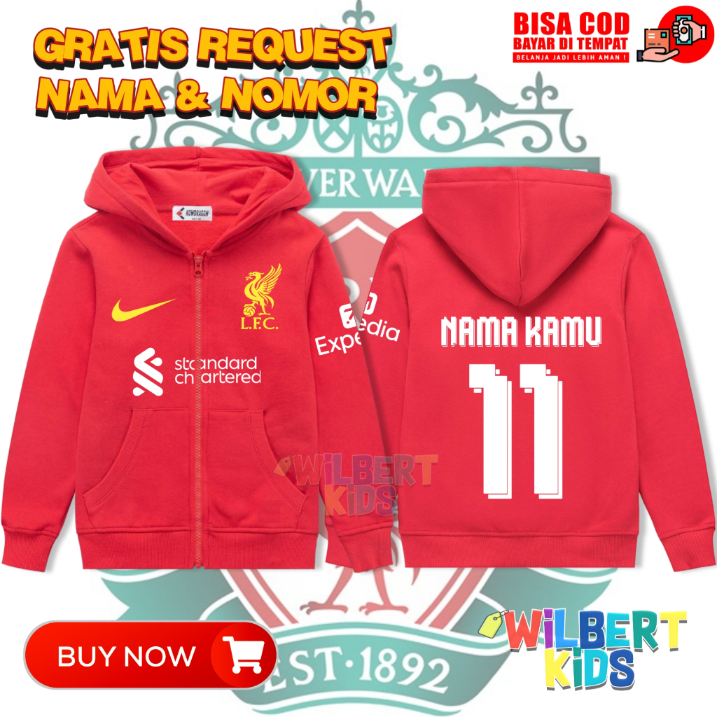 Hoodie Zipper Anak Liverpool FC / Jaket Anak Liverpool / Jaket Bola Anak